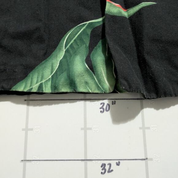 Vintage Paradise Found Hawaiian Camp Shirt Mens L Black Floral Cotton 90s USA - Picture 7 of 7